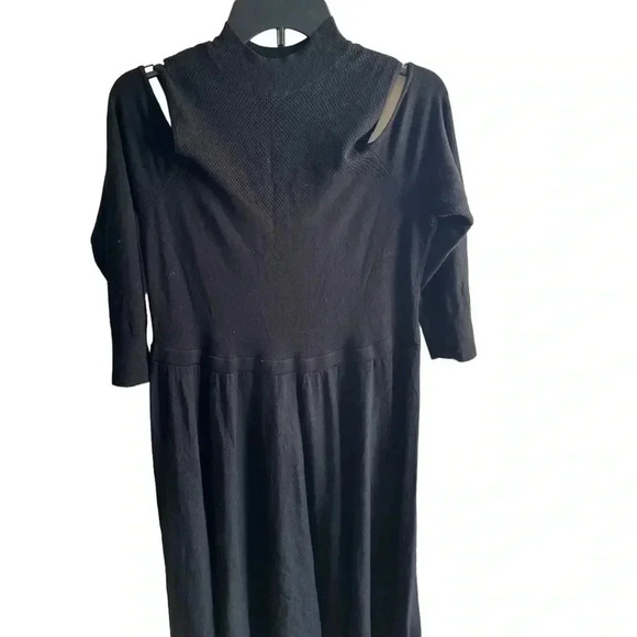 Torrid NWOT 1X Black Knit High Neck Mini Sweater Cold Shoulder Dress - Picture 2 of 6